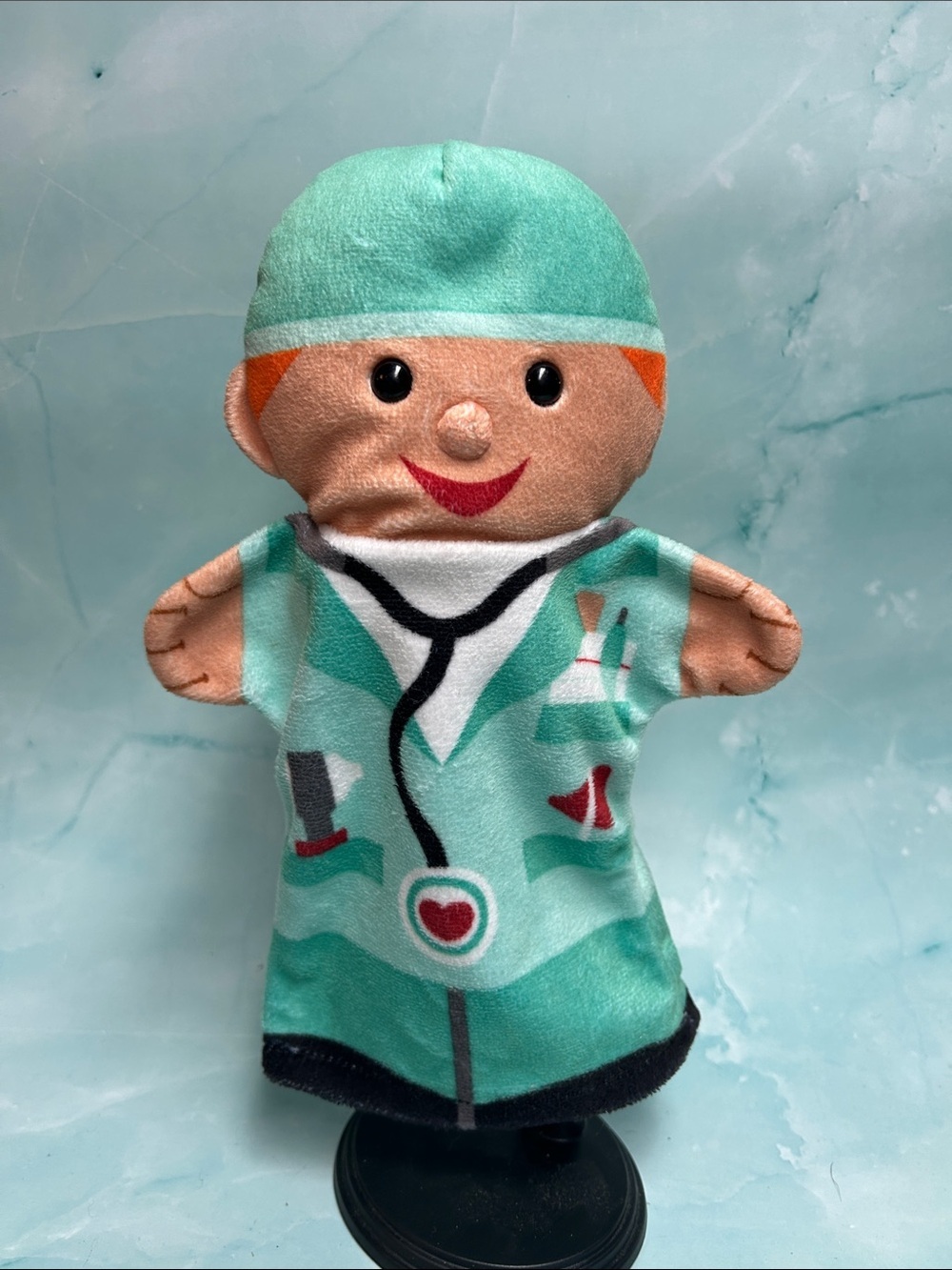 Melissa & Doug Doctor Nurse Hand Puppet Plush Stuffed Toy Green Uniform 10"